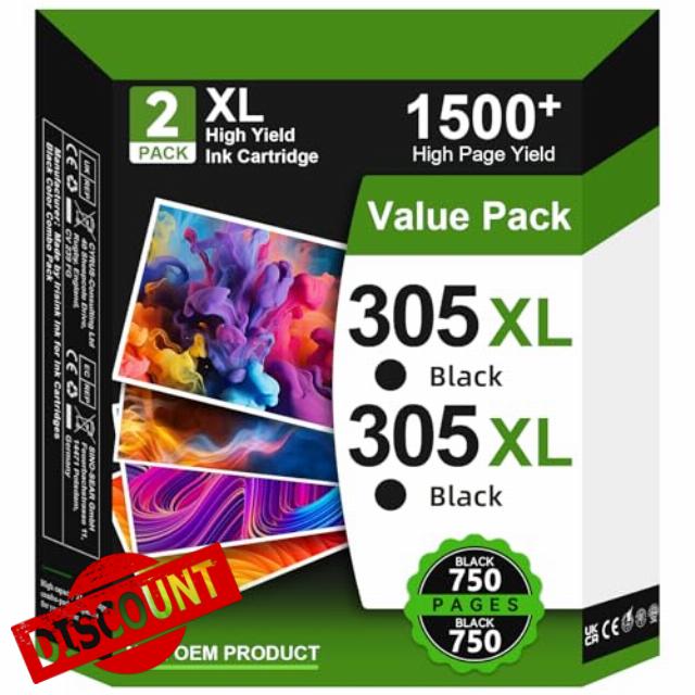 305XL Ink Cartridges Black Replacement for HP 305 Black Ink Cartridge for HP 305XL