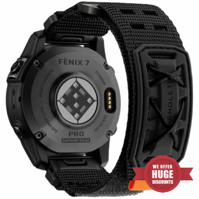 Bandletic Quick Fit 22mm 26mm Rugged Nylon Strap Compatible with Garmin Watch Strap