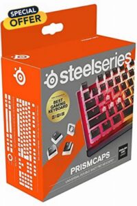 SteelSeries PrismCaps – Double Shot Pudding-style Keycaps – Durable PBT Thermoplastic – Compatible with Most Mechanical Keyboards – MX Stems – Black (UK Layout)