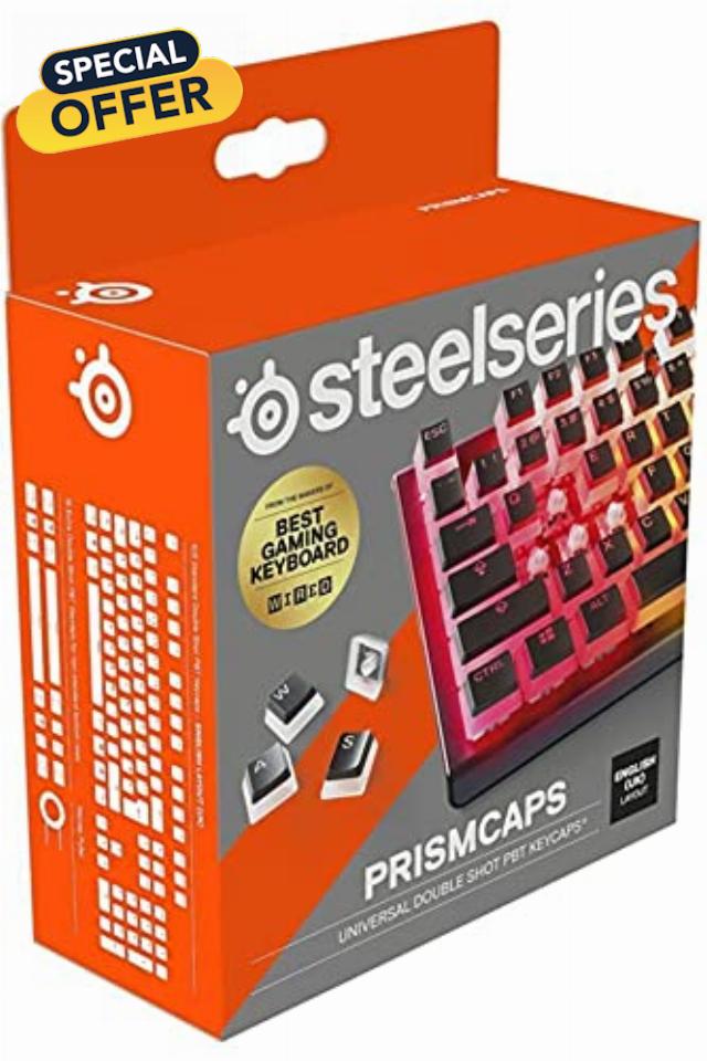 SteelSeries PrismCaps – Double Shot Pudding-style Keycaps – Durable PBT Thermoplastic – Compatible with Most Mechanical Keyboards – MX Stems – Black (UK Layout)