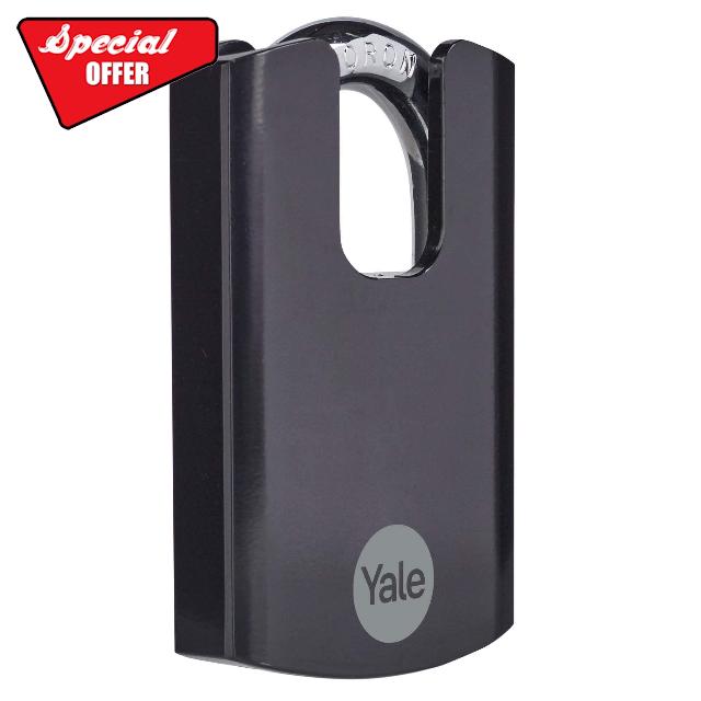 Yale - Y300CB/63/127/1 Maximum Security 62mm Hardened Steel Padlock with Closed Shackle - Black - Closed Boron Shackle - 3 Keys