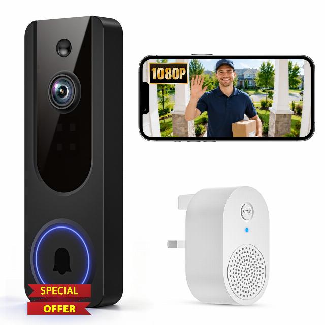 Wireless Doorbell Camera 1080P WiFi with Indoor Receiver | AI Human Detection