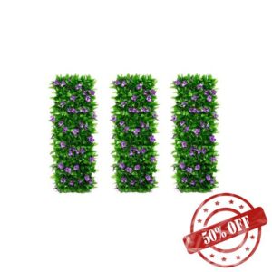Artificial Ivy and Violet Flower Fence Screening