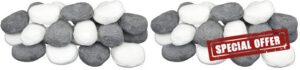 10 Gas Fire Replacement Large Pebbles Coals 5 Grey & 5 White Ceramic Pebbles for Gas