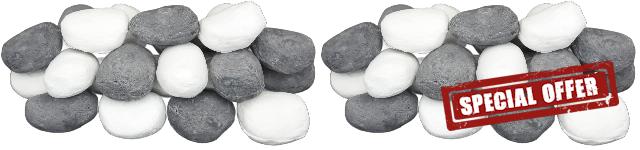 10 Gas Fire Replacement Large Pebbles Coals 5 Grey & 5 White Ceramic Pebbles for Gas