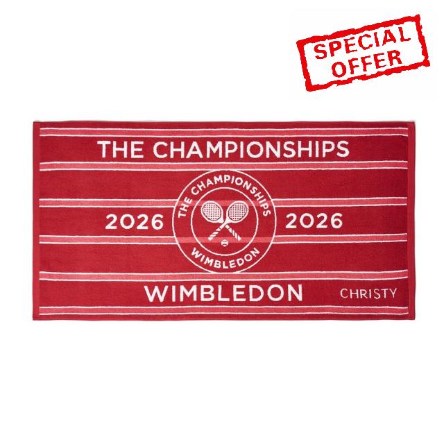 Wimbledon Championship Towel 2026 | Official Players Towel | Quick Dry | 70cm x 133cm | Official 2026 Tennis Championships Merchandise | Strawberry Red