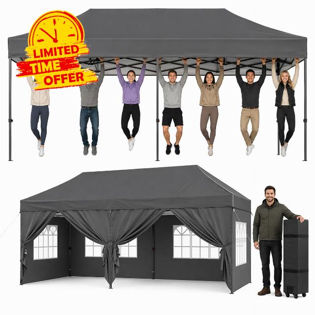 Aoxun Pop Up Gazebo 3m x 6m with Sides