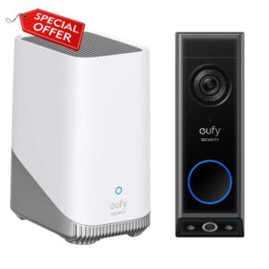 eufy Security Video Doorbell E340 Dual Cameras with HomeBase 3，Delivery Guard 2K Full HD Wireless Video Doorbell Camera