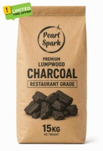 Premium Lumpwood Charcoal 15kg | Large Restaurant Grade Hardwood Lumps | Long Burning BBQ Charcoal | Low Dust & Low Ash | Natural Hardwood Charcoal | Ideal for Kamado
