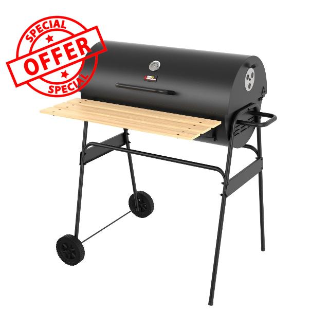 BBQ Master XL Barrel Charcoal BBQ Grill with Thermometer