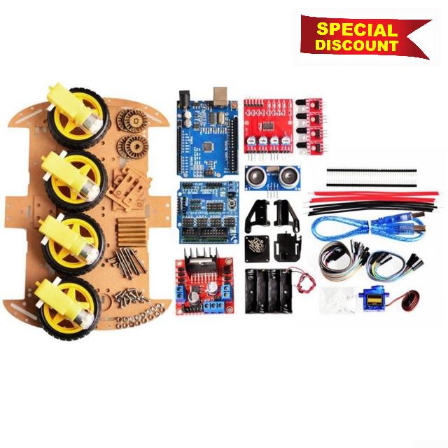 4WD Intelligent Robot Car Chassis Kit for Arduino with Avoidance Tracking Sensors