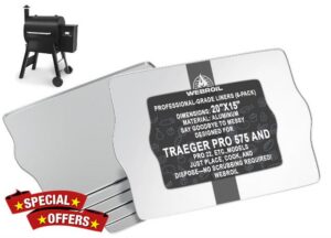 6 Packs BAC507 Drip Tray Liners for Traeger Pro 22 & Pro 575 Most Rectangular Pellet Grills and Smokers