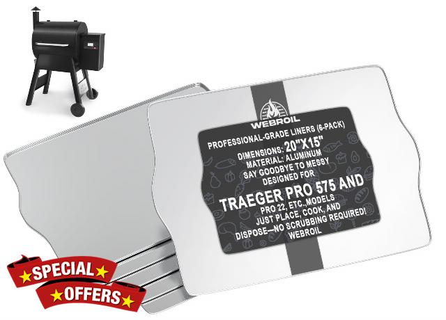 6 Packs BAC507 Drip Tray Liners for Traeger Pro 22 & Pro 575 Most Rectangular Pellet Grills and Smokers