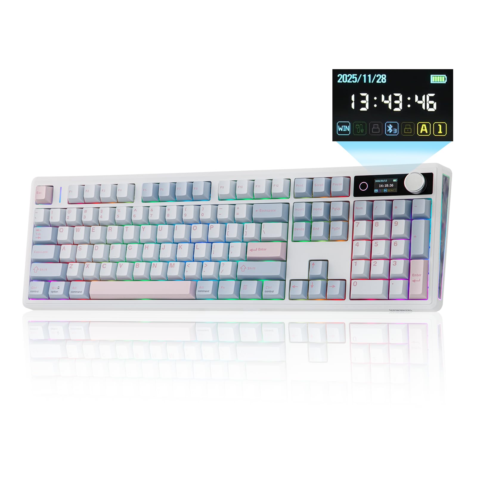 Wireless Gaming Keyboard for Mac/PC (White