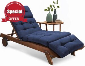 Sun Lounger Cushion Only Replacement Waterproof 189x58x12 cm Thicken Garden Sunlounger Cushions with Non-Slip Seat Pads for Indoor Outdoor Patio Reclining Chair