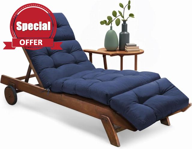 Sun Lounger Cushion Only Replacement Waterproof 189x58x12 cm Thicken Garden Sunlounger Cushions with Non-Slip Seat Pads for Indoor Outdoor Patio Reclining Chair
