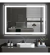 Clevich Bathroom Mirror with LED Lights 50x70/60x80/60x100cm, Anti-Fog, Wall Mounted Vanity Mirro...