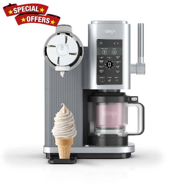 Ninja CREAMi Scoop and Swirl Soft Serve and Ice Cream Maker with 2x Tubs