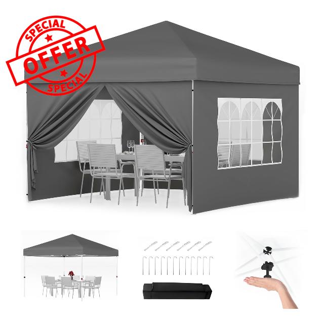 Acekool 3m x 3m Pop Up Gazebo with Sides