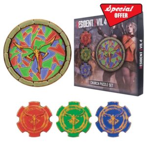 FaNaTtik Resident Evil 4 Church Puzzle Medallion Set – Limited Edition Collectible (Las Plagas Emblem Replica