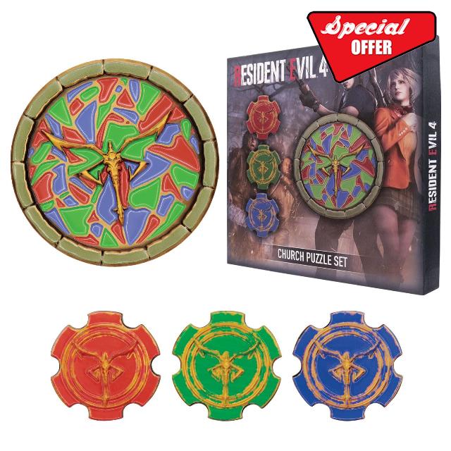 FaNaTtik Resident Evil 4 Church Puzzle Medallion Set – Limited Edition Collectible (Las Plagas Emblem Replica