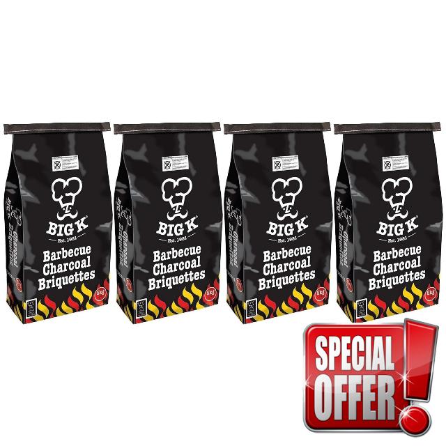 Big K Briquettes Charcoal 5kg x 4 | 20kg BBQ Charcoal Briquettes | Suitable for Grilling