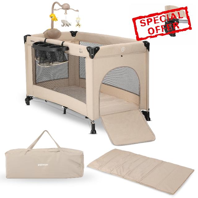Deryan Baby & Children's Travel Cot with Mattress - from Birth to 5 Years