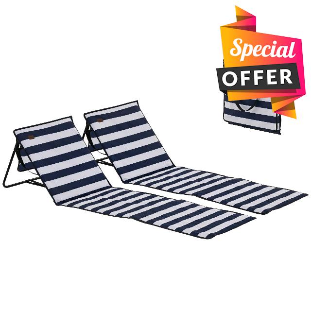 Outsunny Set of 2 Foldable Garden Beach Chair Mat