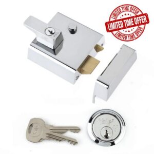 Yale P-1-CH-CH-60 - Double Locking Nightlatch - 60mm - Chrome Finish - High Security Can Be Locked From Inside With Key