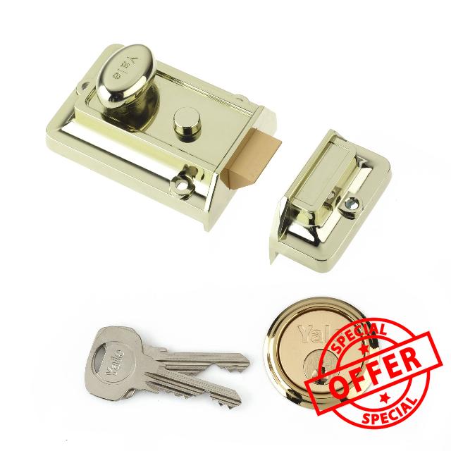 Yale P-77-BLX-PB-60 - Traditional Nightlatch - 60mm - Brass Finish - Standard Security