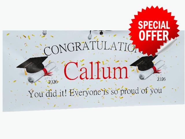 Personalised Graduation Congratulations Banner 2026 | Custom Name & Message | Class of 2026 Party Decoration | Son Daughter Granddaughter | Premium PVC 50 x 120cm