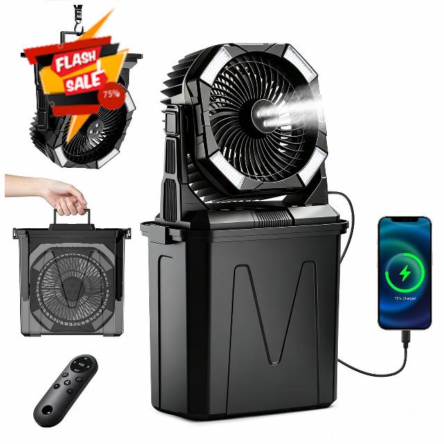 yAyusi 10L Large Portable Misting Fans for Outside with RGB Light