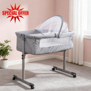 2-in-1 Baby Bedside Bassinet Crib with Mosquito Net