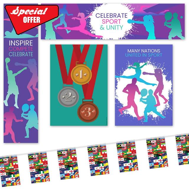 Commonwealth Summer Sports Paper Decorations – Glasgow 2026 Sports Party Banner