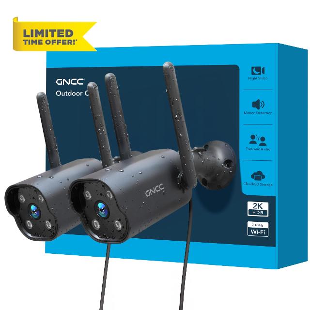 GNCC 2-Pack Outdoor Cameras for Home Security Surveillance