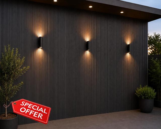 Outdoor Composite Wall Panels 240cm – Pack of 12 Slatted Cladding Panels – Weatherproof
