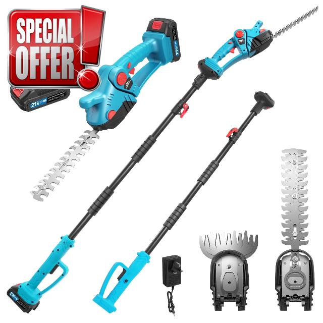 Cordless Hedge Trimmer Long Reach 2.4m Telescopic Pole