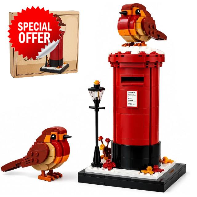 Vintage Postbox & Robin Brick Set