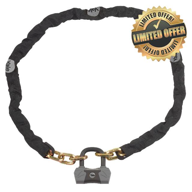 Yale YCL3/10/180/1 - Maximum Security Chain Bike Lock 1800mm - Heavy Duty Protection - 4 Keys Including 1 with Micro-Light