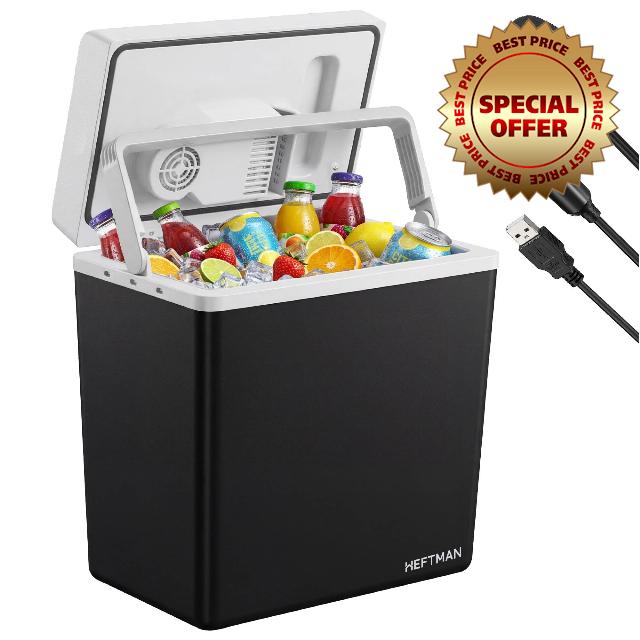 HEFTMAN 20L Electric Cool Box - Electric Cooler Box 12V 240V with Mains Plug