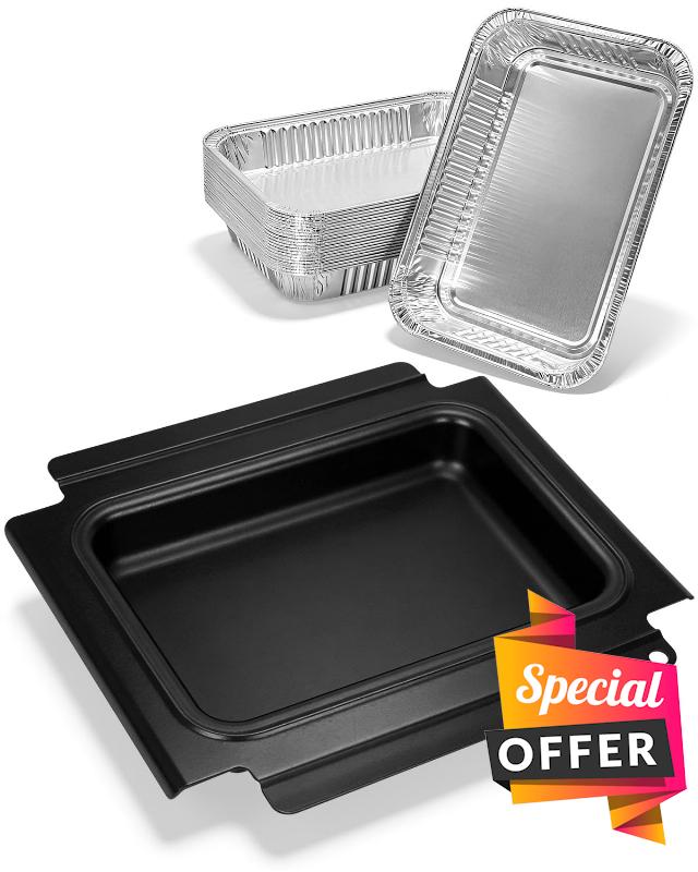 80346 Catch Pan with 20 Pack Drip Pan Liners for Weber Q100 Q120 Q140 & Q1000 Q1200 Series Grills
