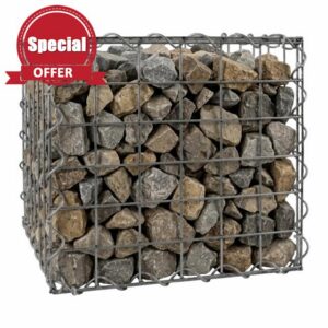 Woodside Gabion Basket Garden Mesh Wire Cage 45 x 45 x 45cm Heavy Duty Galvanised Steel Stone Basket for Garden Walls