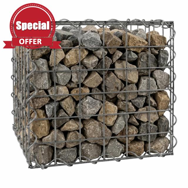 Woodside Gabion Basket Garden Mesh Wire Cage 45 x 45 x 45cm Heavy Duty Galvanised Steel Stone Basket for Garden Walls