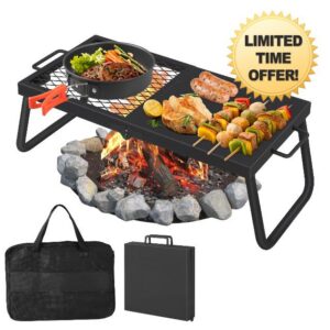 Folding Campfire Grill with Legs & Carry Bag