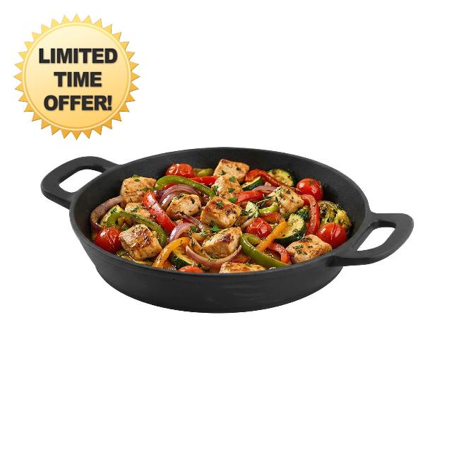 Amig - Cast Iron Wok - Ø31 cm - Even Heat Distribution and High Resistance - for Charcoal or Gas Grills - Mod. AM38