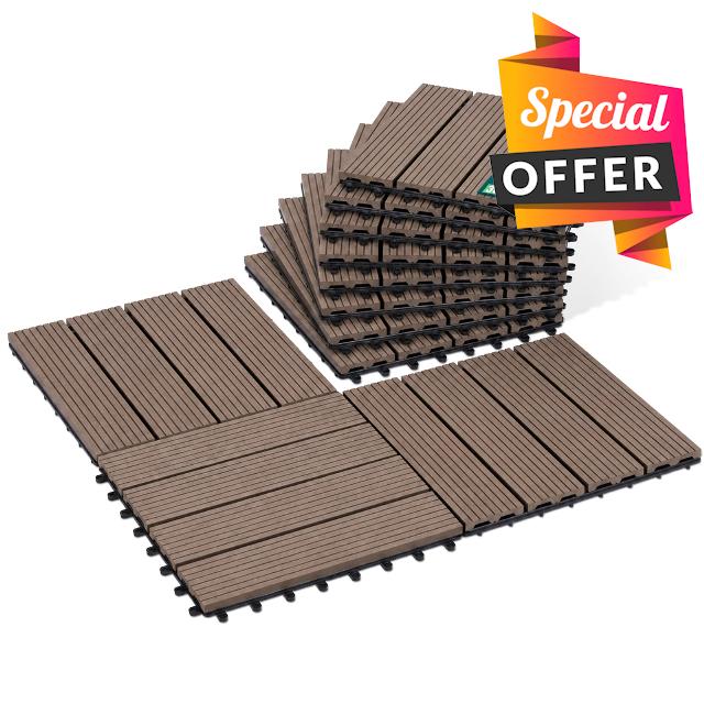 VOUNOT® WPC Decking Tiles Set of 16