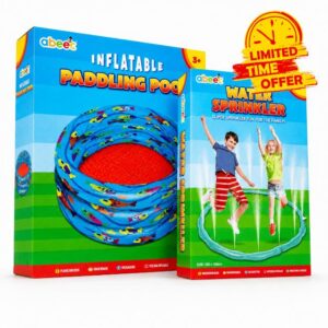 abeec Paddling Pool for Kids and Garden Water Sprinkler Set | 150cm 3 Ring Inflatable Pool plus Outdoor Sprinkler Toy | Summer Garden Water Play | Connects to Hose | Ages 3+