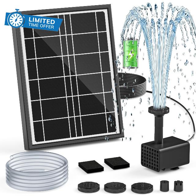 Solar Bird Bath Fountain Pump with Battery Backup