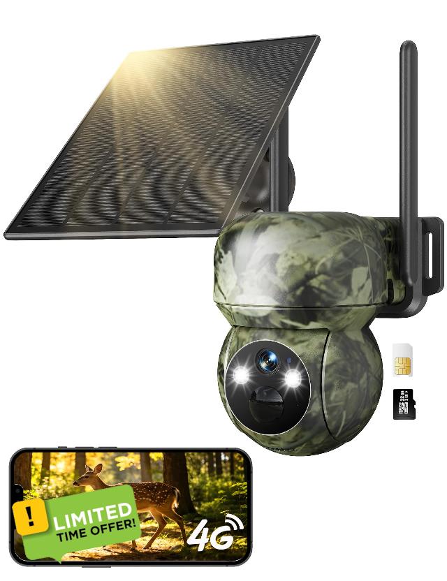 GNCC 4G LTE Solar Outdoor Camera Wireless with SIM Card