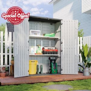 Aoxun 1800L Tall Plastic Shed with Floor & 2 Adjustable Shelves (4 Height Settings)
